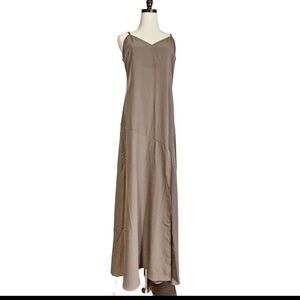 Rokoko Large Brown Strappy V Neck Cocktail Evening Party Chic Maxi Slip Dress